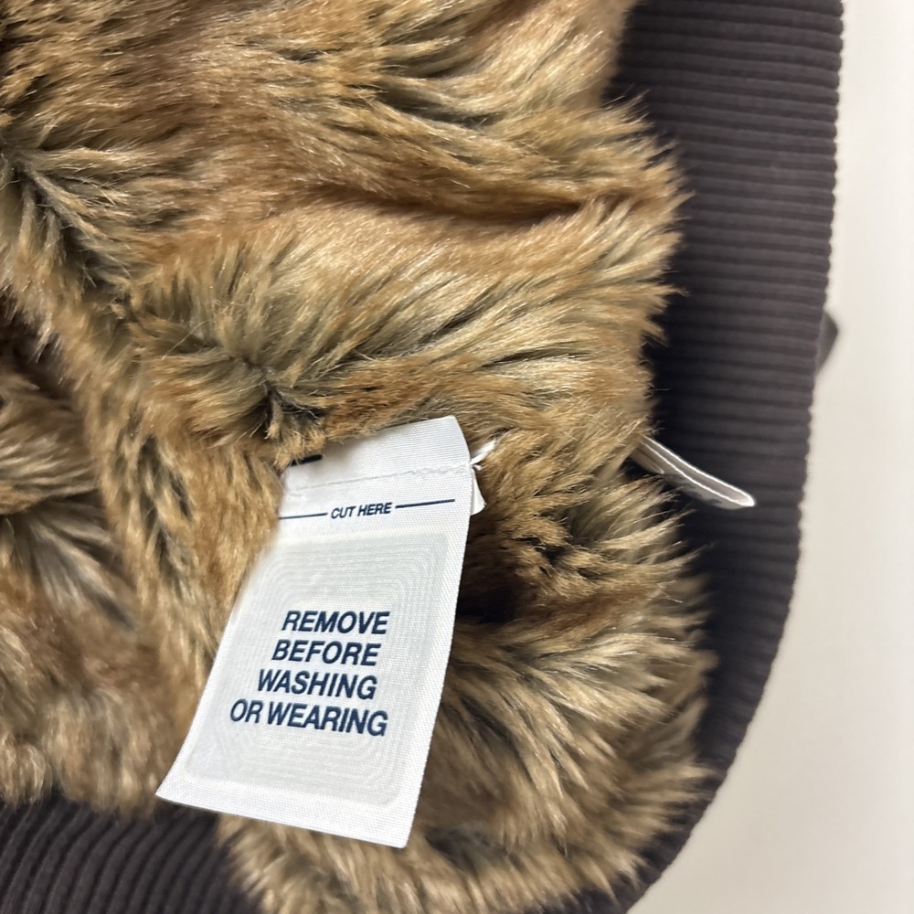 Old Navy Y2K Fur Lined Bomber Jacket Women L Fur Hooded Mallcore Vtg Bella Swan - Picture 7 of 15